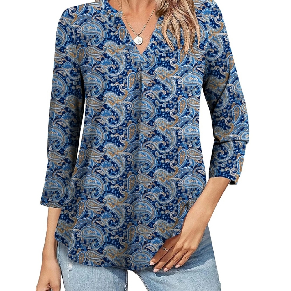 Blue Paisley Women's Top